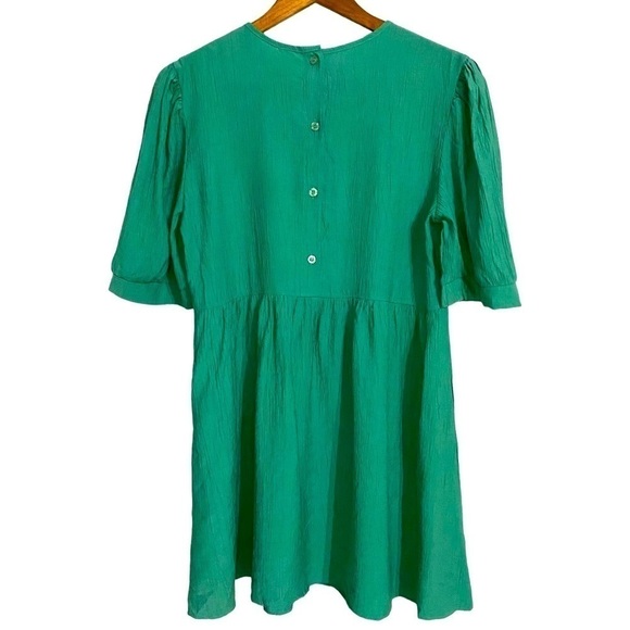 Pink Lily Ruched Midi Slip On Green Jewell Tone Girly Fairy Dress - Picture 5 of 6